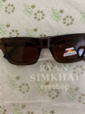 Ryan Simkhai Brown Polarized Rectangular Sunglasses